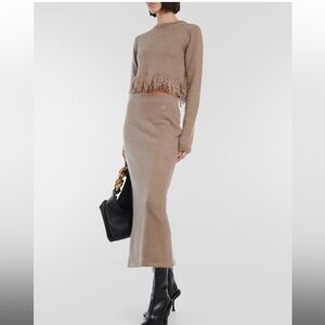 JW ANDERSON Beige Fringe Crew Neck Sweater